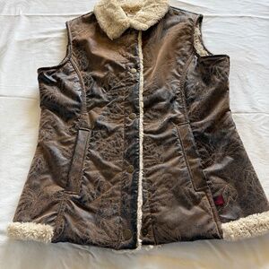 Women’s brown faux leather/fur vest by Woolrich ( Medium)